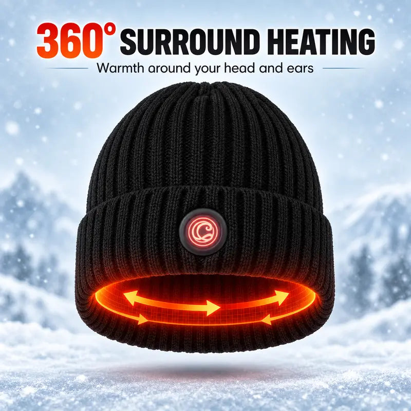 Rechargeable heated beanie details