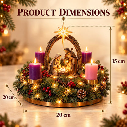 ✝️ Lighted Nativity Advent Wreath – A Sacred 4-Week Christmas Tradition
