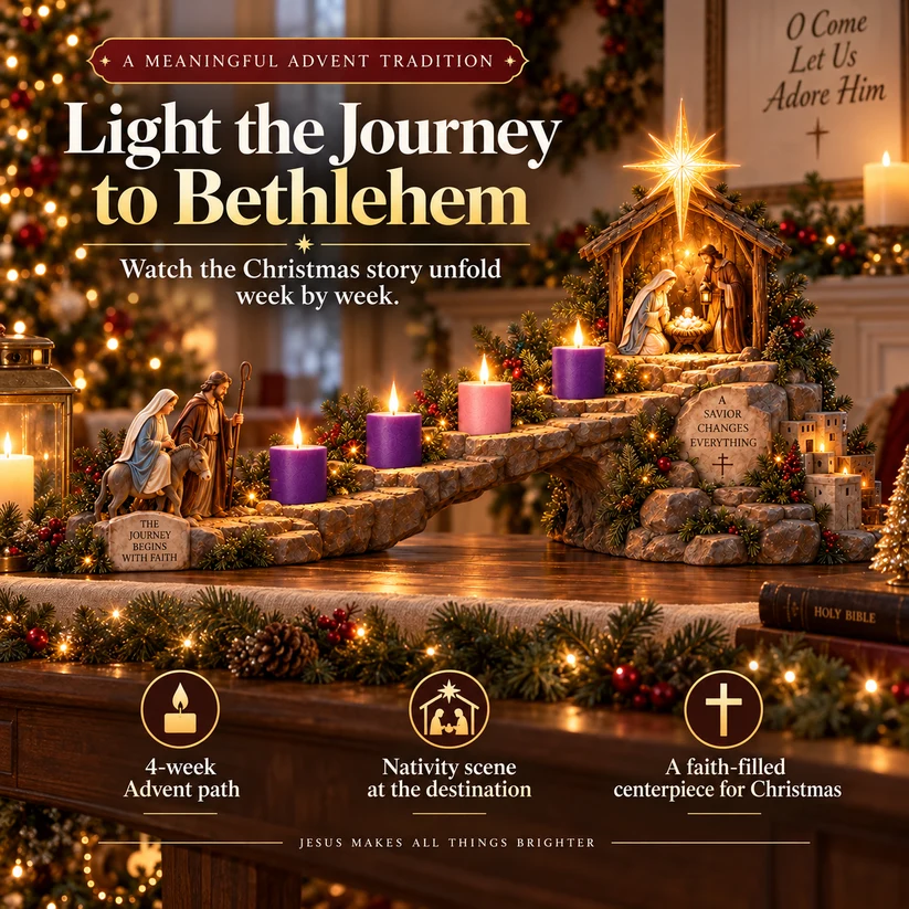 ✝️ Lighted Nativity Advent Wreath – A Sacred 4-Week Christmas Tradition