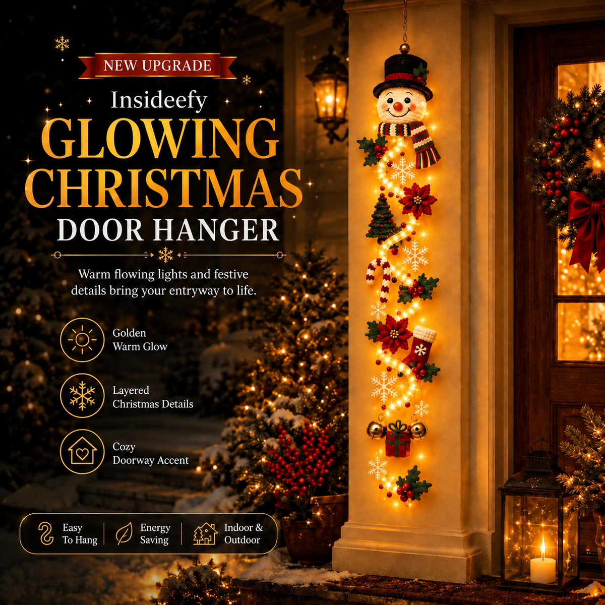 ⏳ Last Day 49% OFF – 🎄 Glowing Christmas Door Hanger