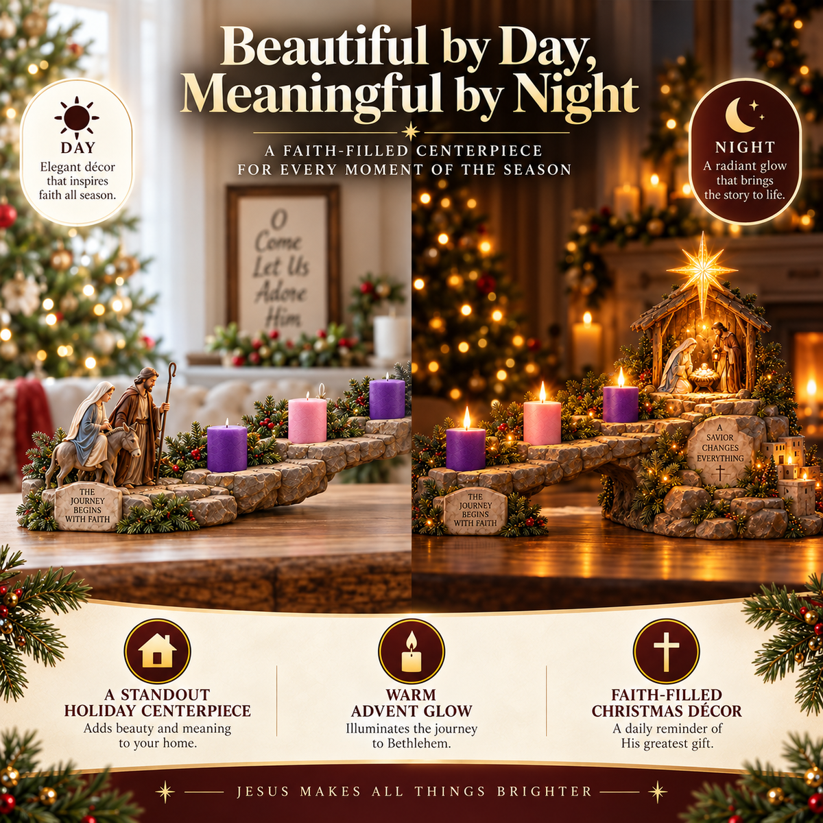 ✝️Journey to Bethlehem – 4-Week Lighted Advent Nativity Path