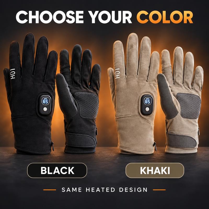 Rechargeable Electric Heated Gloves with Soft Warm Fleece & Display