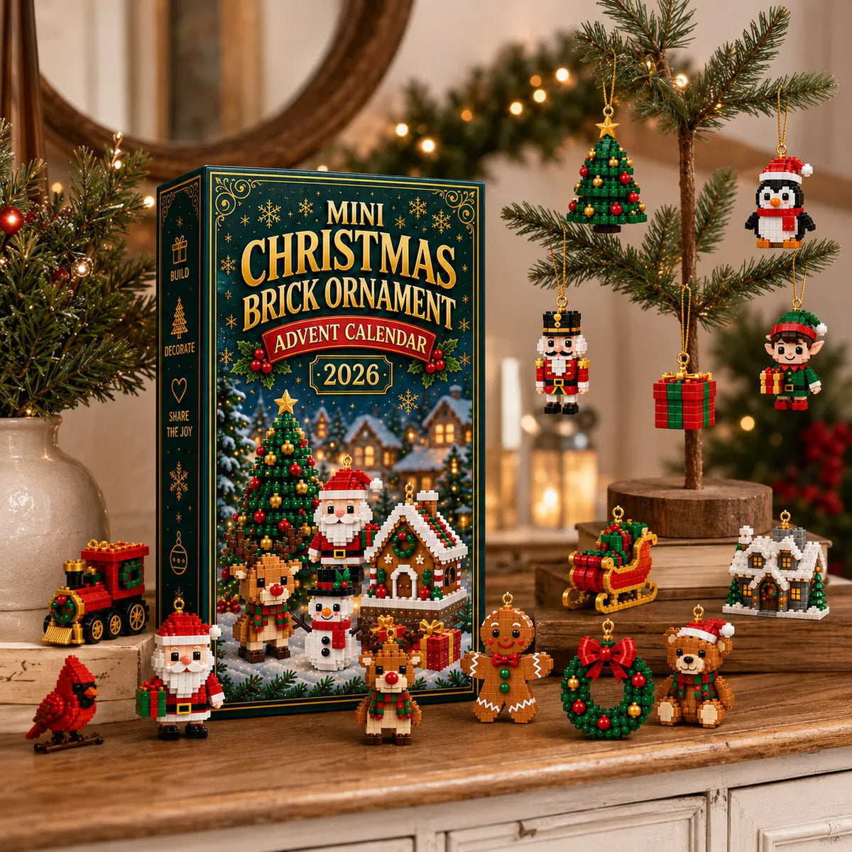🎄24-Day Mini Christmas Brick Ornament Advent Calendar