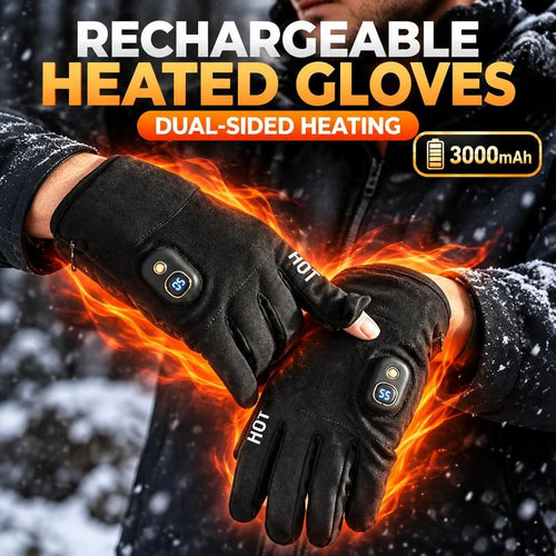 Rechargeable Electric Heated Gloves with Soft Warm Fleece & Display