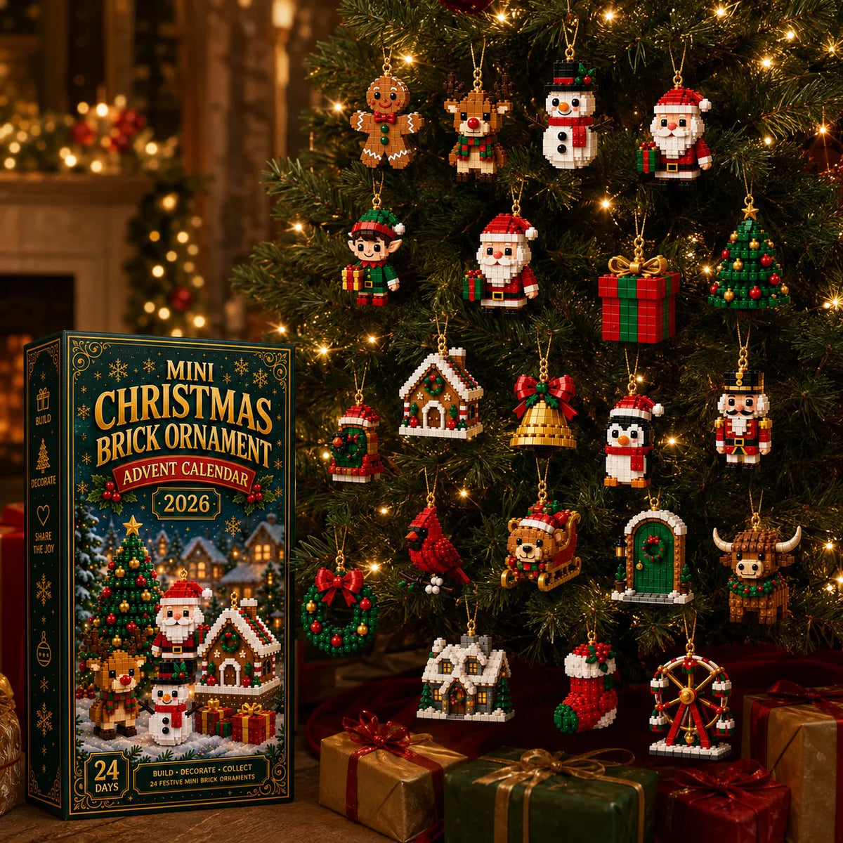 🎄24-Day Mini Christmas Brick Ornament Advent Calendar