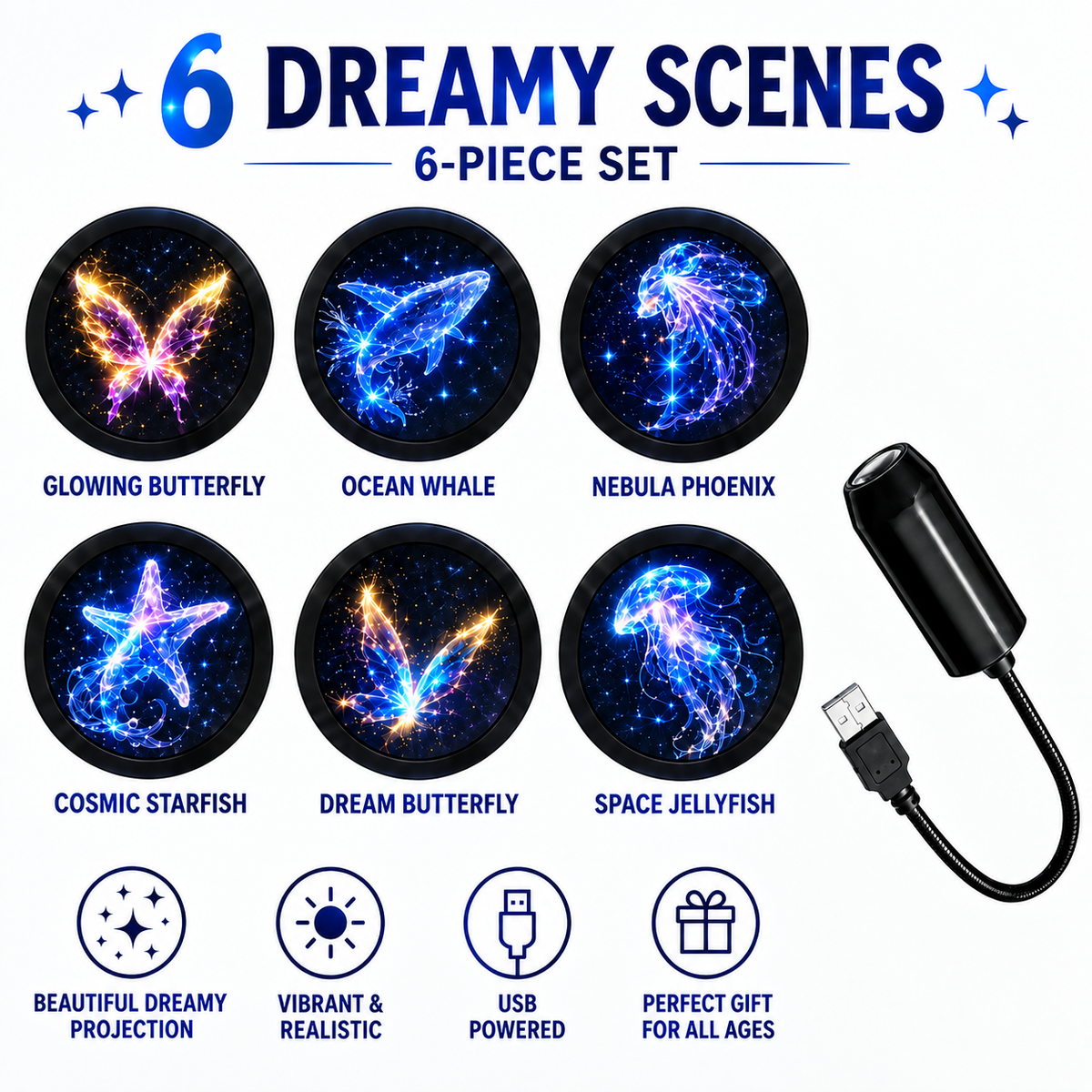 HD Christmas Projector – 6 or 10 Festive Scenes