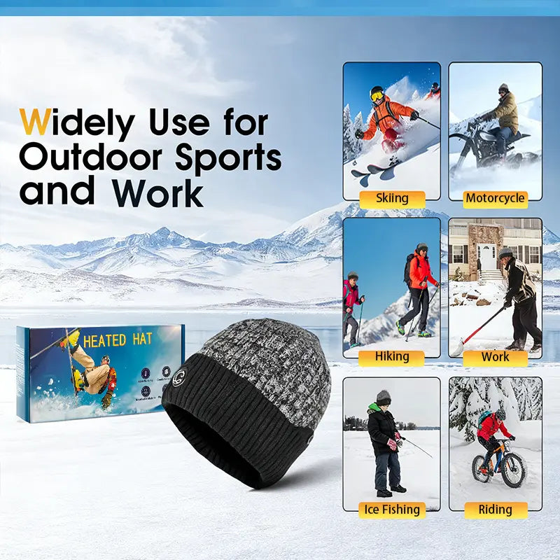🔥Rechargeable Heated Hat – 3 Heat Settings, 360° Heating Outdoor Work, Skiing, Hiking & Cold Weather