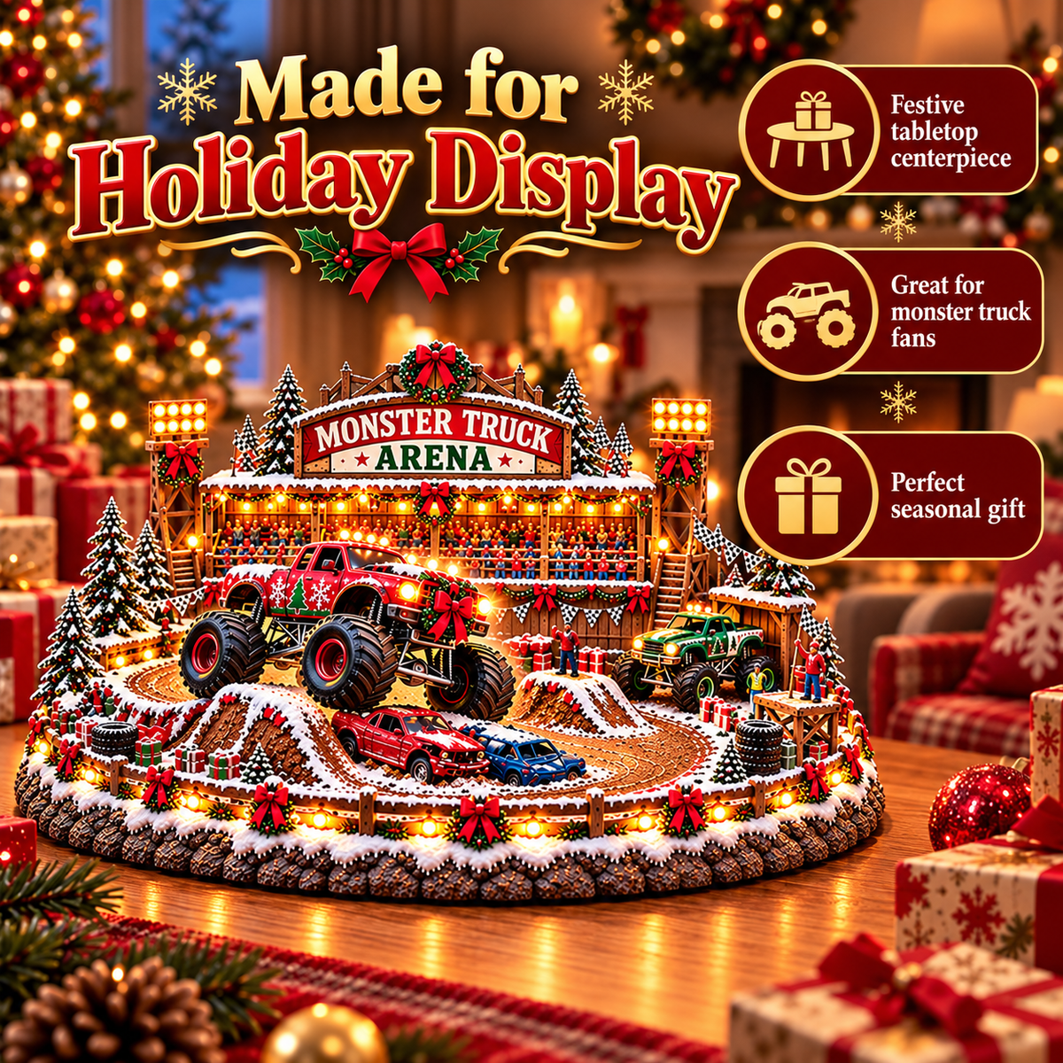 🚗🎄 Christmas Classic Gas Station Village –4 Holiday Vehicle Scenes
