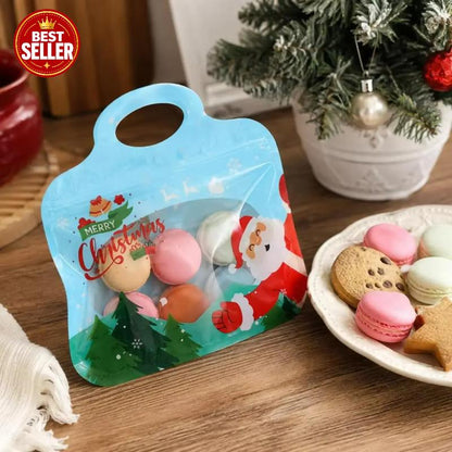 Festive Self-Seal Treat Bags – Santa & Snowman Print | Resealable, Food-Safe & Perfect for Cookies, Chocolates & Little Gifts