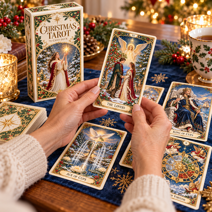 Last Day 50% OFF🎉-🔮Christmas Tarot Deck – 78 Festive Cards with Guidebook & 12-Day Reflection Guide