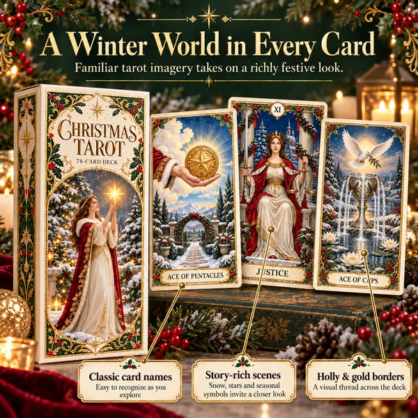 Last Day 50% OFF🎉-🔮Christmas Tarot Deck – 78 Festive Cards with Guidebook & 12-Day Reflection Guide
