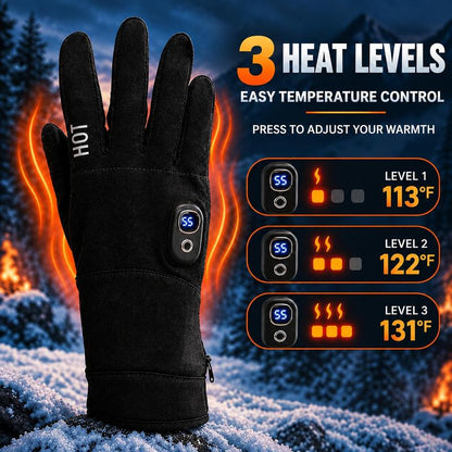 Rechargeable Electric Heated Gloves with Soft Warm Fleece & Display
