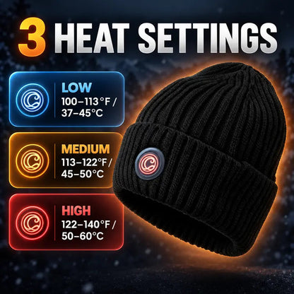 🔥Rechargeable Heated Hat – 3 Heat Settings, 360° Heating Outdoor Work, Skiing, Hiking & Cold Weather