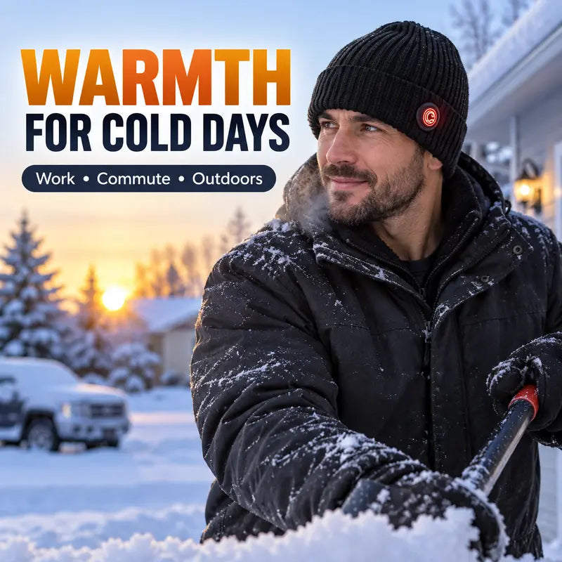 🔥Rechargeable Heated Hat – 3 Heat Settings, 360° Heating Outdoor Work, Skiing, Hiking & Cold Weather